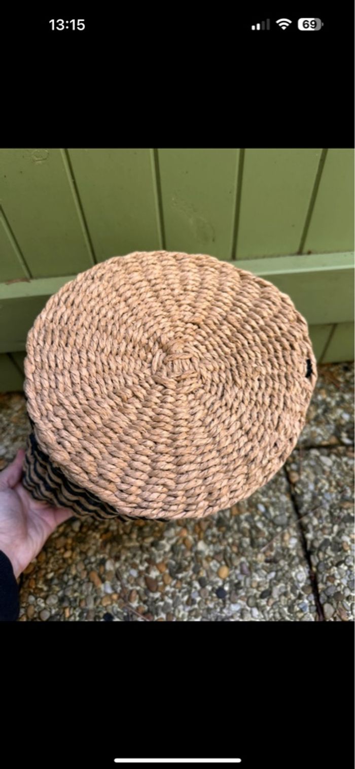 Panier noir et osier - photo numéro 5