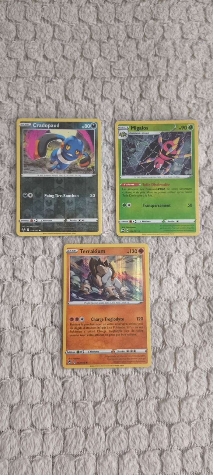 Lot de 3 cartes Pokémon Tempête Argentée - Reverses & Holo