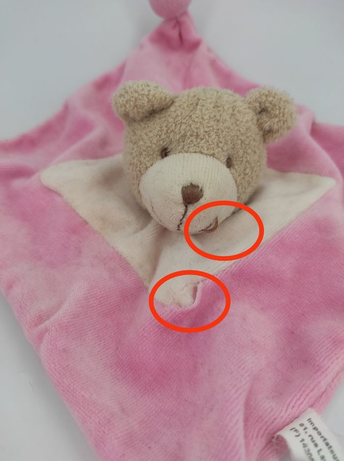 Doudou plat Ours rose et beige Sabiluc - photo numéro 4