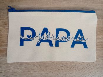 Trousse plate en toile papa je t'aime
