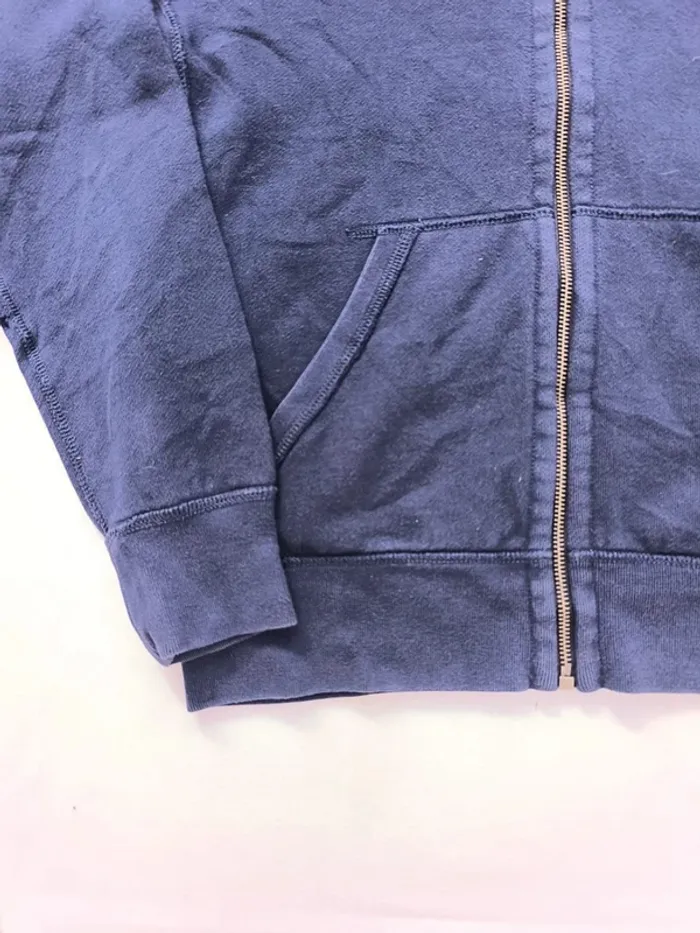 Sweat capuche zippé homme Ralph Lauren taille S bleu marine logo jaune - trou manche - photo numéro 3