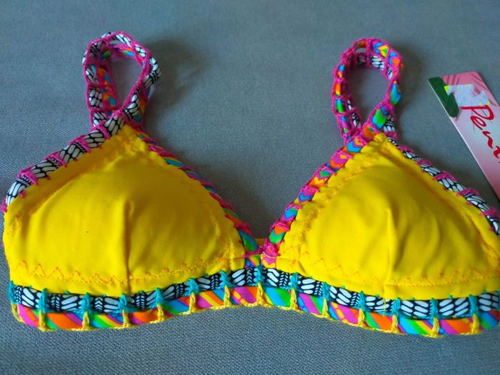 Haut de bikini triangle jaune & multicolore – Penti – Taille 34 - photo numéro 5