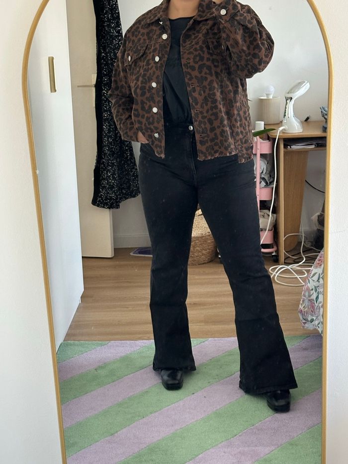 Veste en jean motif léopard taille unique - photo numéro 4