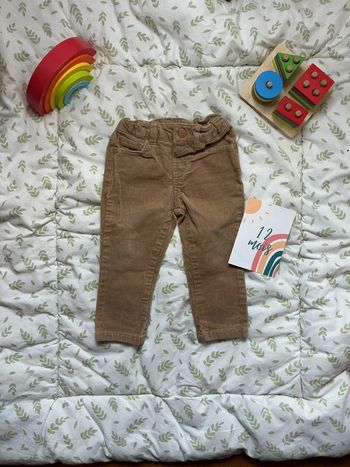 Pantalon slim en velours beige 12 mois taille réglable bout’chou