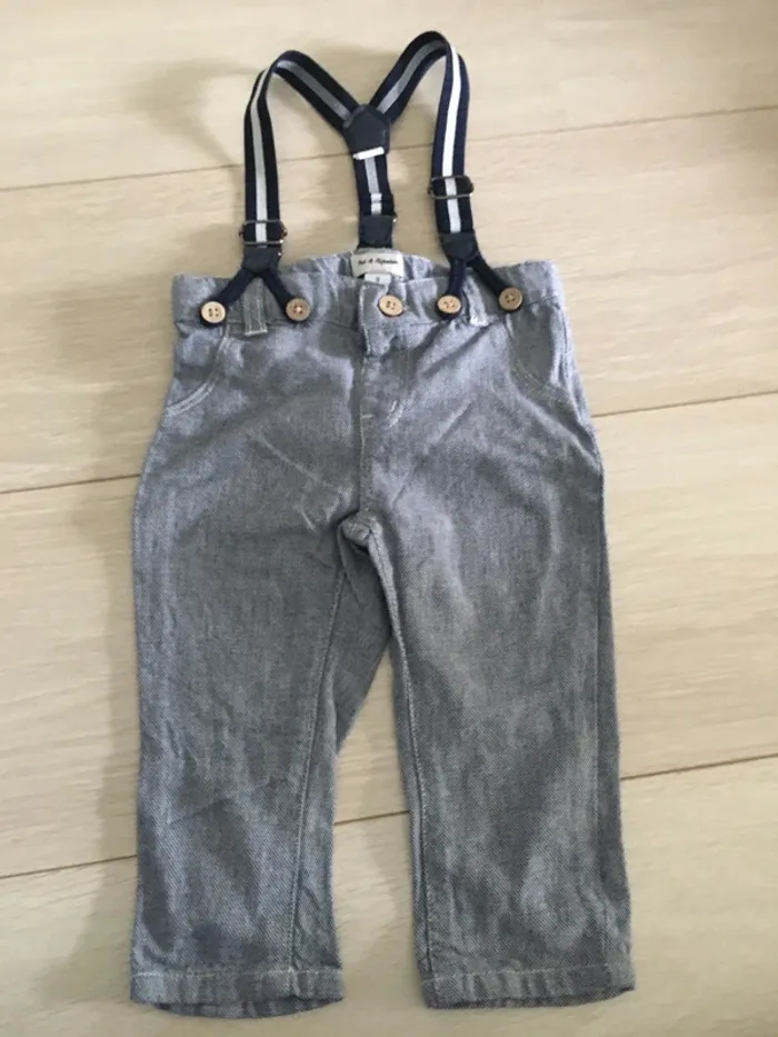 Ensemble pantalon à bretelles + pull 9 mois pat et ripaton - photo numéro 6