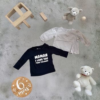 Lot de 2 t-shirts manches longues mixtes - T6mois - Marques diverses