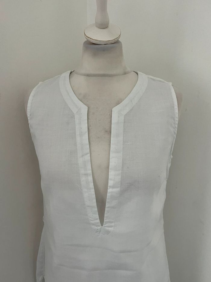 Blouse débardeur blanche col en V camaïeu L - photo numéro 3
