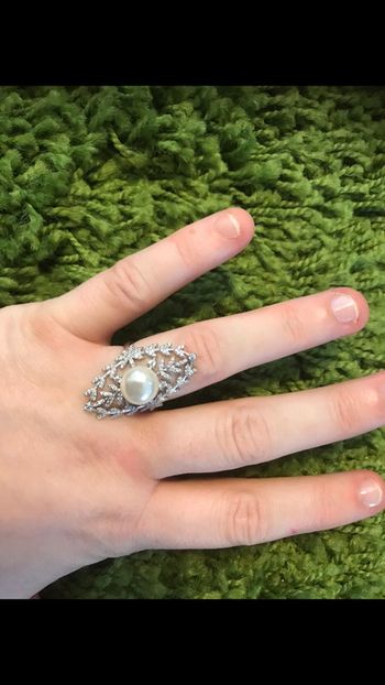 Bague argente perle