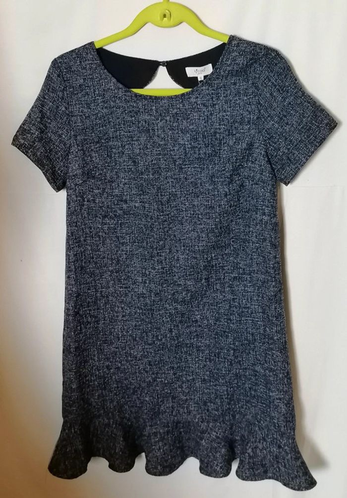 Robe type jean motif tweed volant bleu blanc taille S Y'Coo - photo numéro 9
