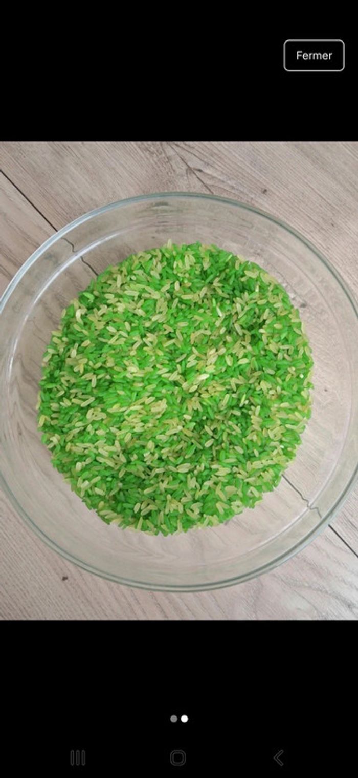 Mix riz coloré vert clair et foncé pour bac sensoriel - photo numéro 2