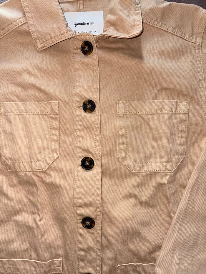 Veste en jean beige stradivarius femme taille M en très bon état - photo numéro 4
