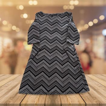 Robe Tunique Vegas Collection - Motif Chevron Noir & Blanc