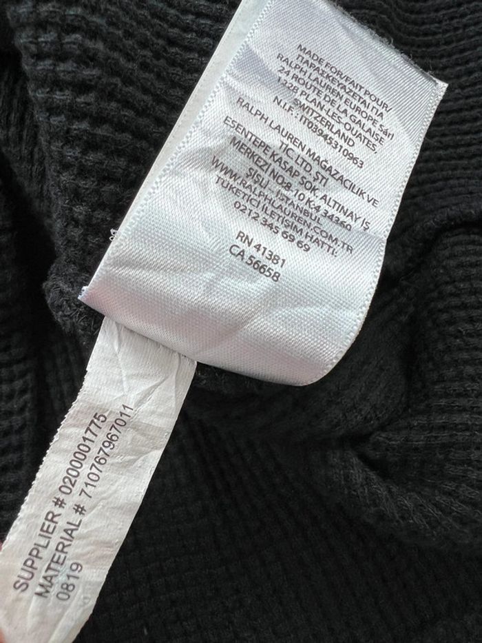 Pull nid-d’abeilles Ralph Lauren Noir avec logo brodé rouge Taille XXL - photo numéro 15