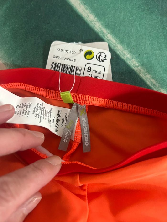 Short boxer maillot de bain orchestra 9 mois orange neuf - photo numéro 5