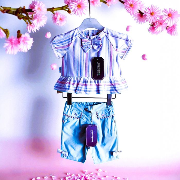 SERGENT MAJOR - NEW - 2P BÉBÉ FILLE DETAIL POMPONS, NOEUDS & BRODERIES FLEURS 3M