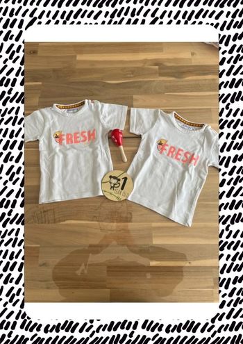 2 tee-shirts idéal jumelles 12 mois