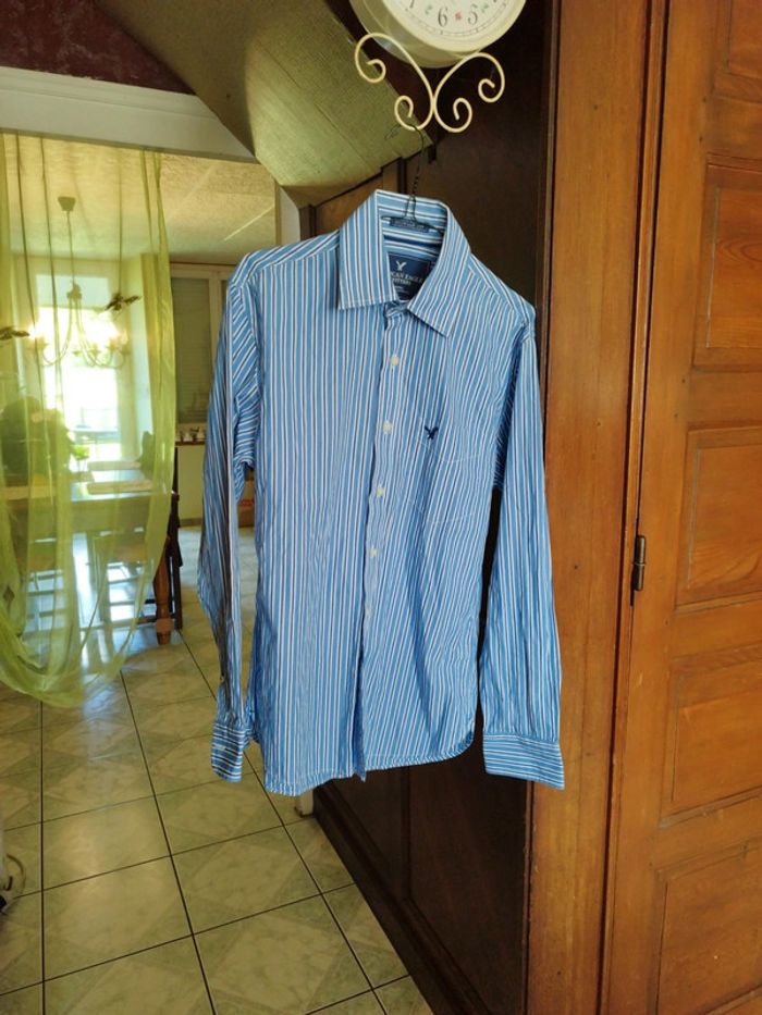 Chemise bleu rayures American Eagle S/36 vintage - photo numéro 10