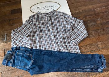 ensemble Bonpoint chemise en TBE et jeans BE 6 ans
