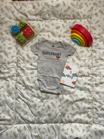 body manches courtes gris superman 3 mois
