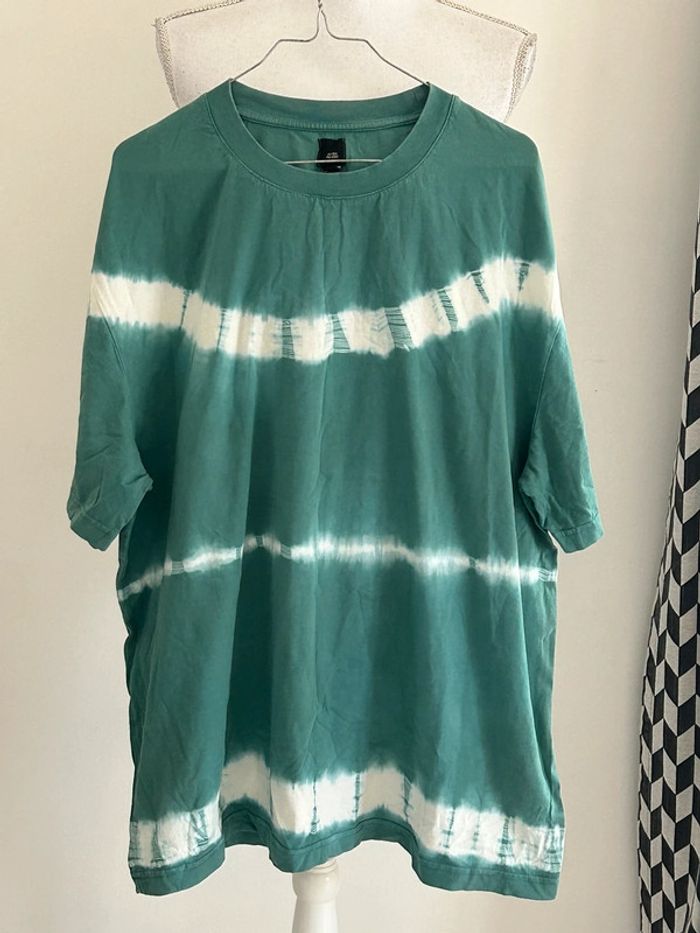 River Island Tee-shirt Manches Courtes Vert & Blanc Taille L