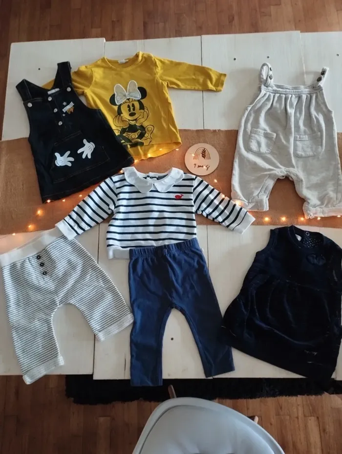 Lot de 6 vêtements bébé fille automne-hiver 9 mois 👶🩷