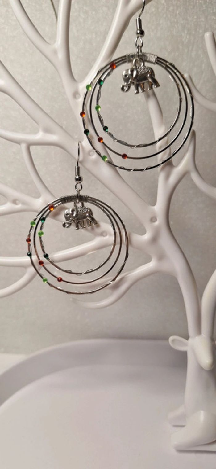 Boucles d’oreilles artisanales éléphant – style bohème