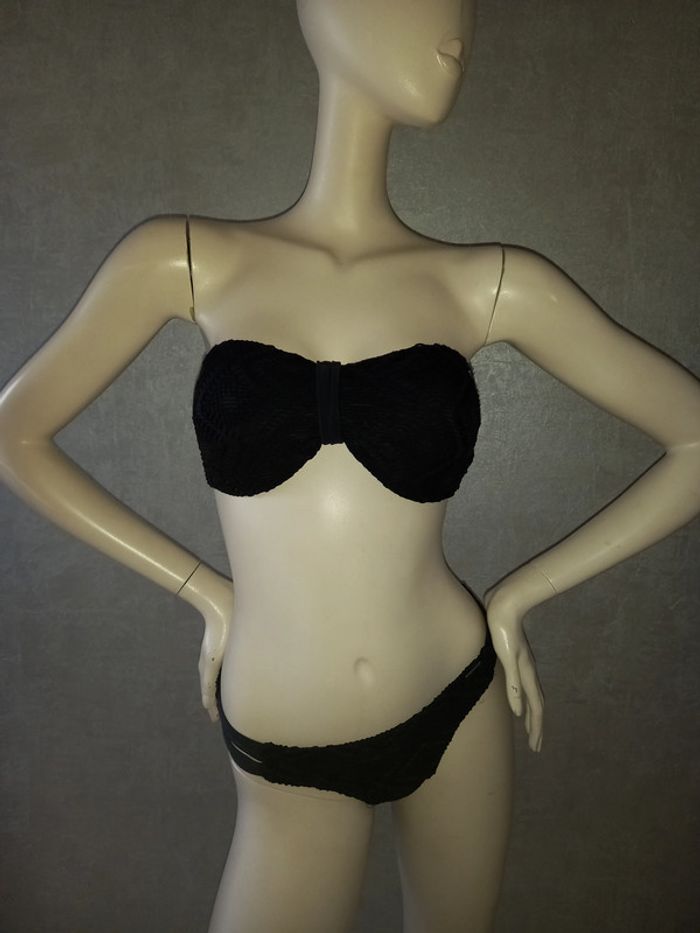 maillot de bain noir 2 pièces dentelle banana moon taille 42 - photo numéro 2