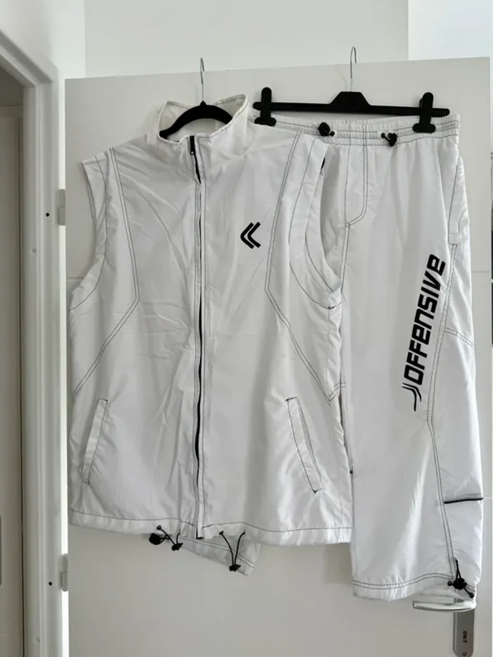 Ensemble jogging survêtement blanc homme man hombre pantalon bermuda