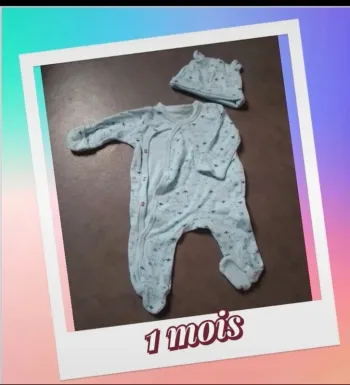 Pyjama moufles intégré +chapeau mixte