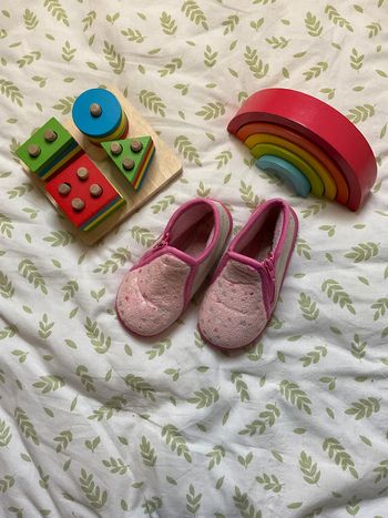 chaussons montant fermeture éclair rose et gris taille 23 tex