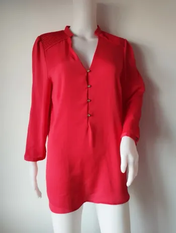 Blouse rouge orangée fluide manches 3/4 Mango taille L