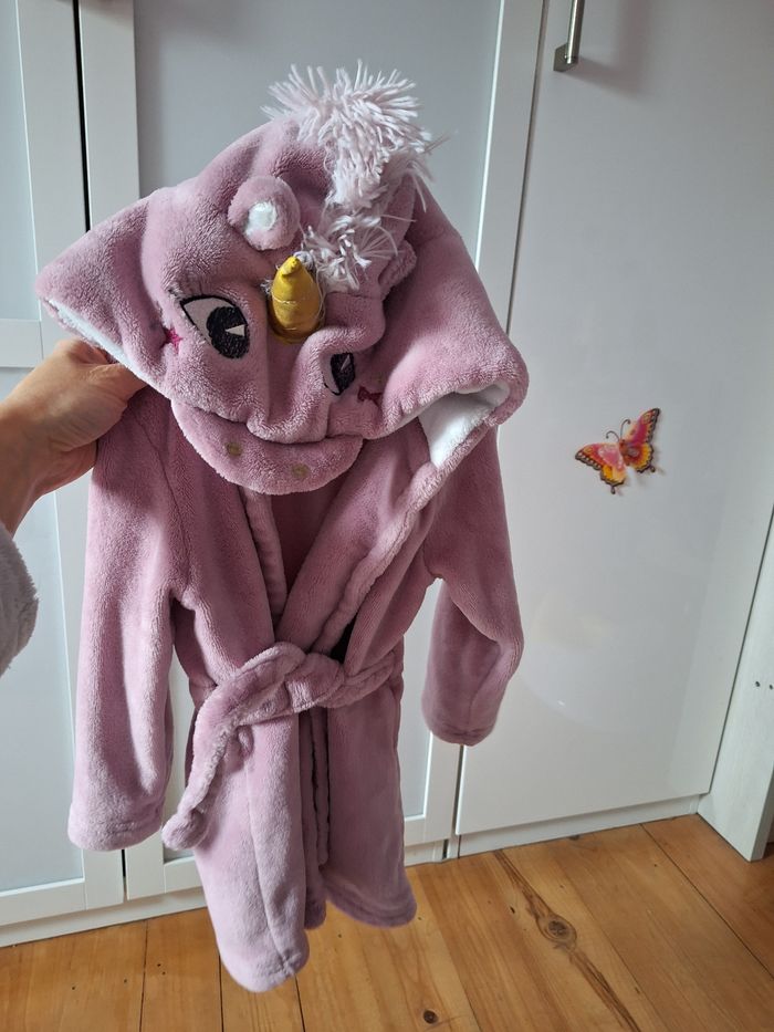 Peignoir velours tete de licorne