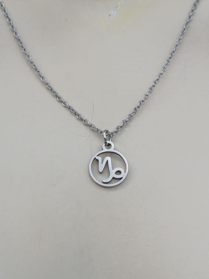 Collier en acier inoxydable argenté signe astrologique capricorne ♑️