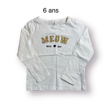 Kiabi T-shirt Meow manches longues blanc Taille 6 ans