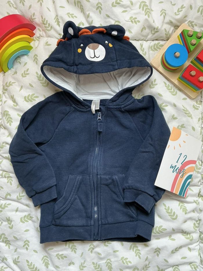 Gilet zippé à capuche marine 12 mois orchestra - photo numéro 2