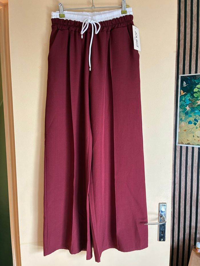 Pantalon fluide rouge bordeaux - photo numéro 2