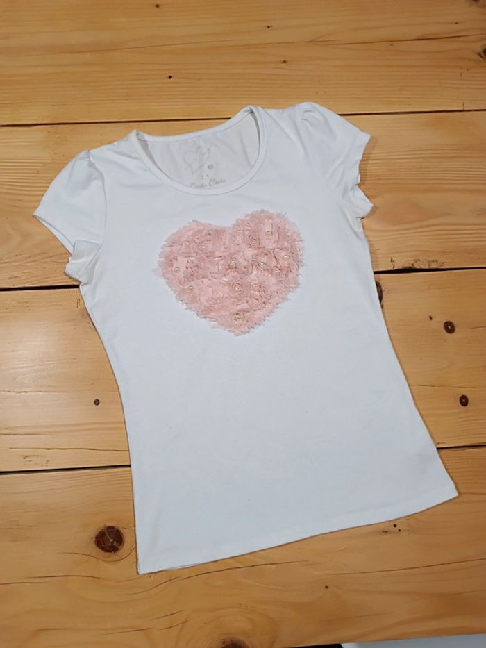 Tee-shirt femme taille 1 blanc coeur