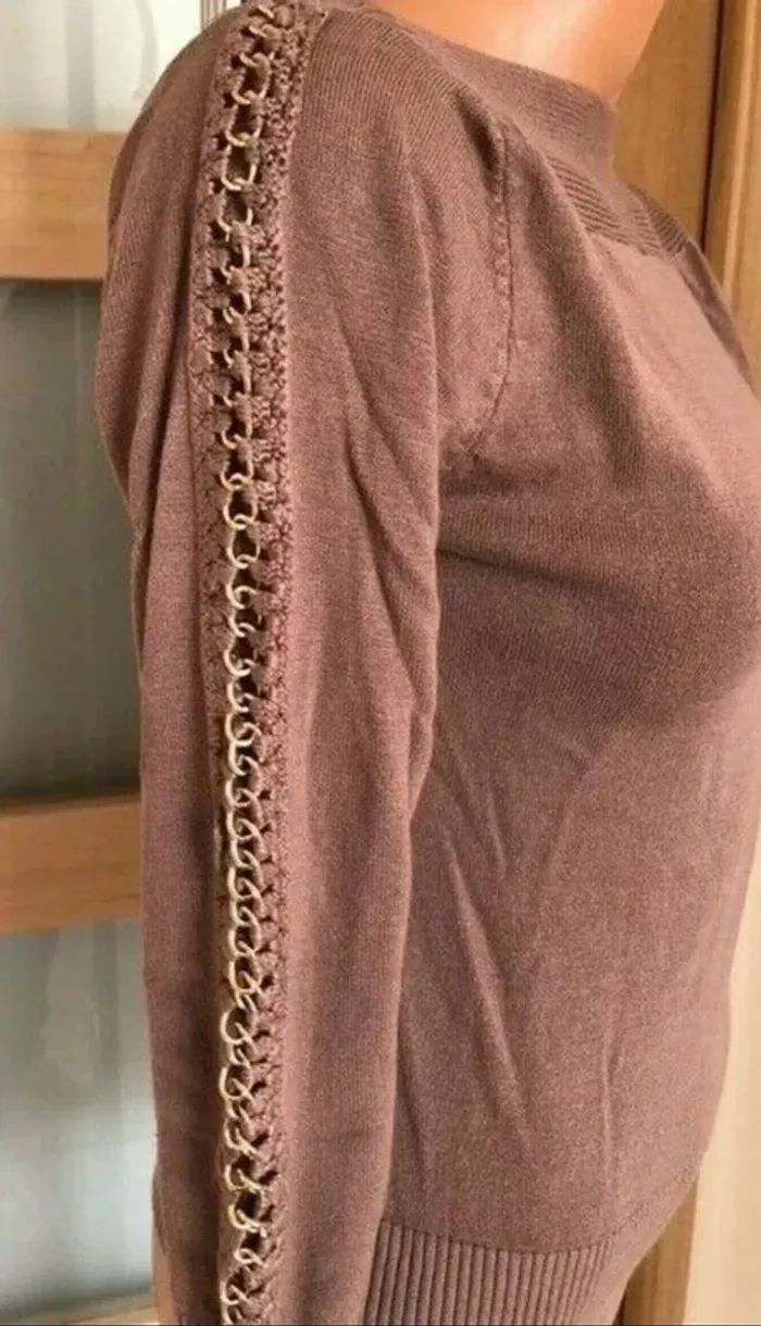 Beau pull marron beige T: 36/38 - photo numéro 4