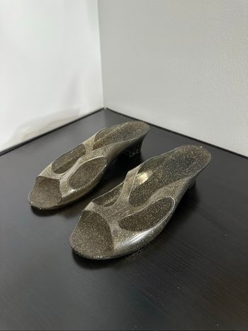 Sandales à talons méduses paillettes dorées Vintage T36/37