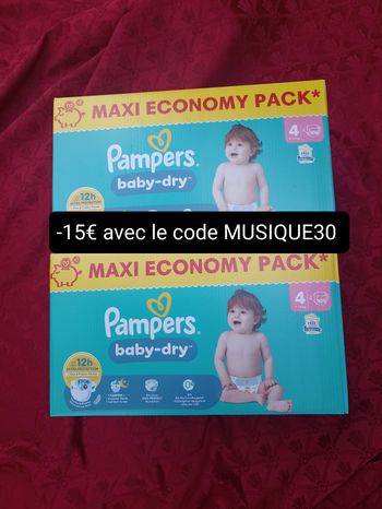 2 cartons de couches Pampers baby-dry T4 taille 4