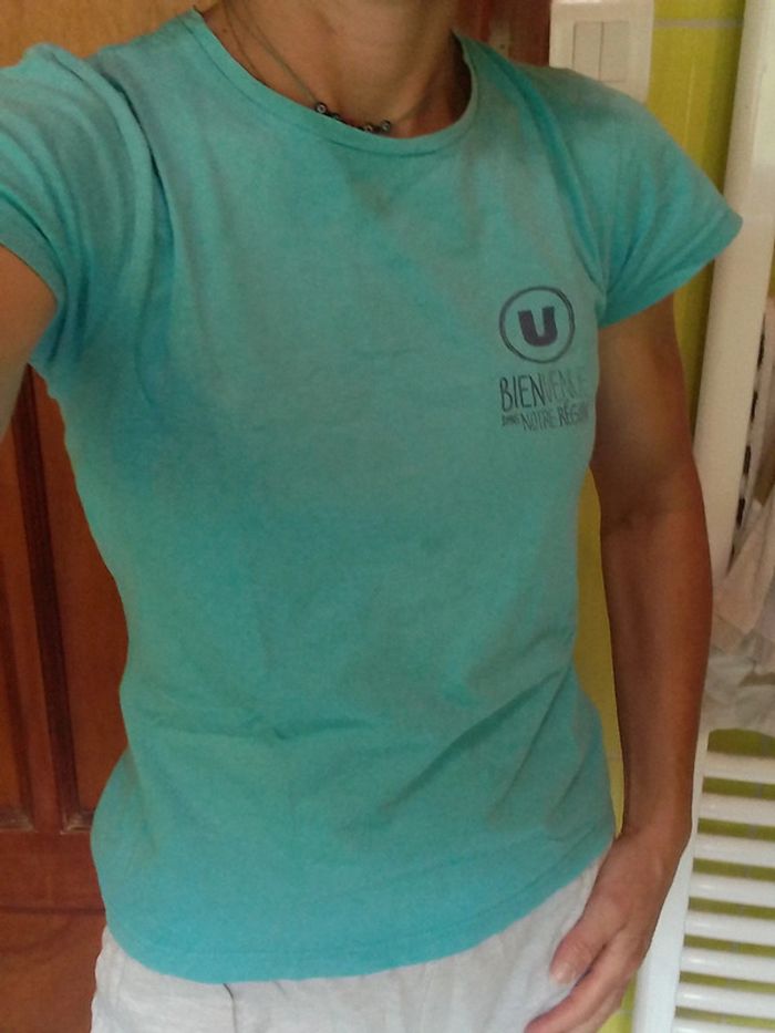 T-shirt femme bleu ciel Super U