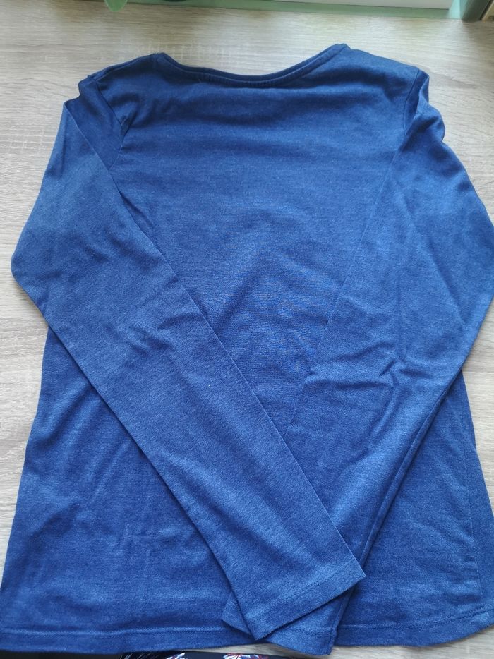T-shirt manches longues bleu motif papillon In Extenso - photo numéro 4