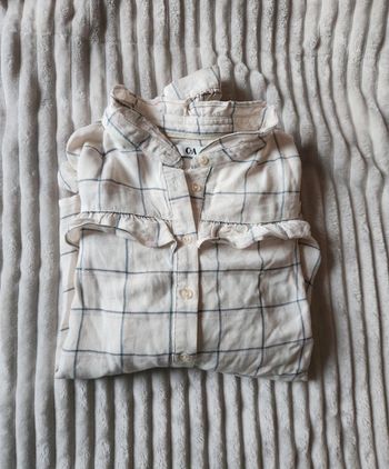 Chemise blanche à carreaux  – Taille 40 – C&A – Volants – Très bon état