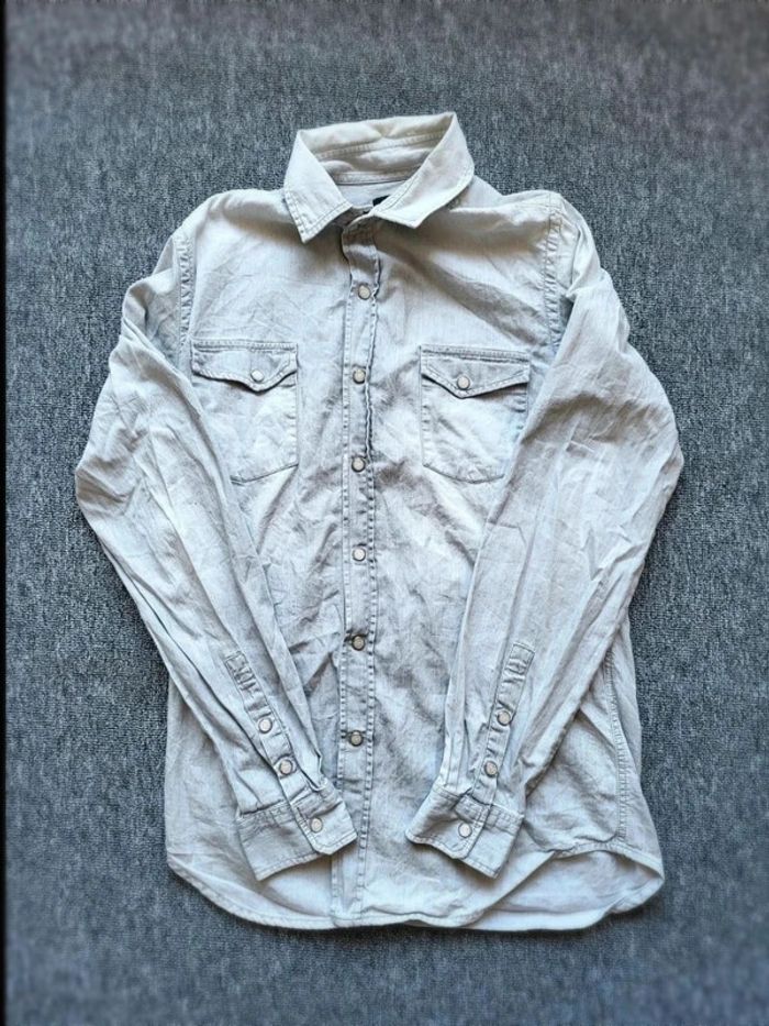 Chemise en Jean The Kooples - XS - Gris - Style Western - Boutons Pression - Poches Poitrine