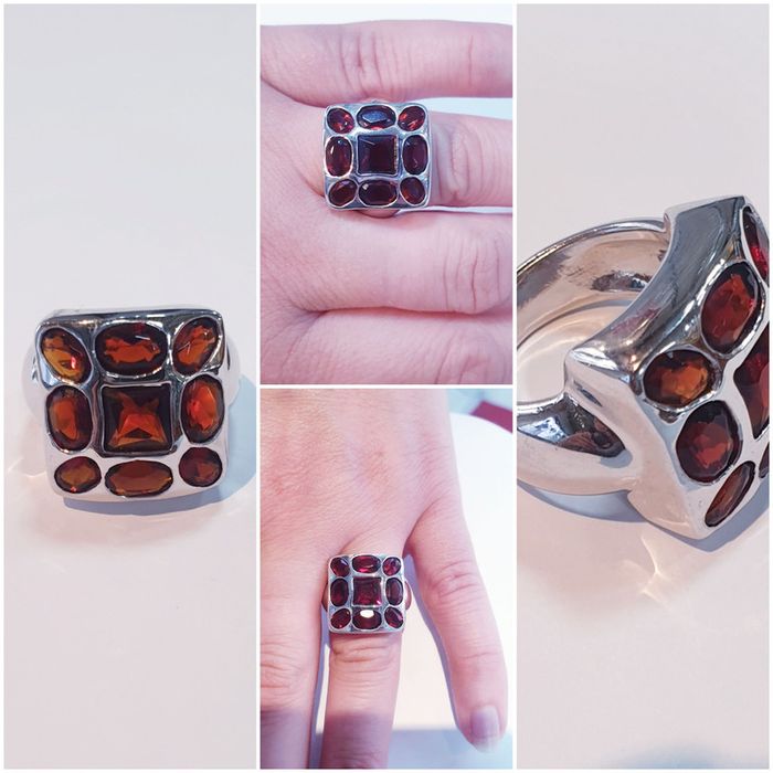 Superbe bague argent 925 et grenats - photo numéro 2