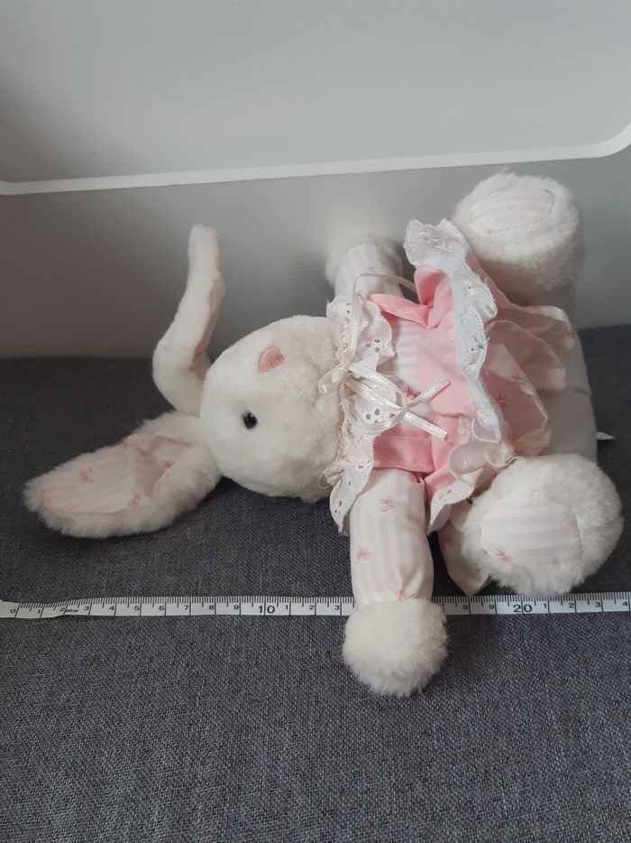 Peluche Lapin 🐰 blanc et rose vintage Gipsy - photo numéro 10