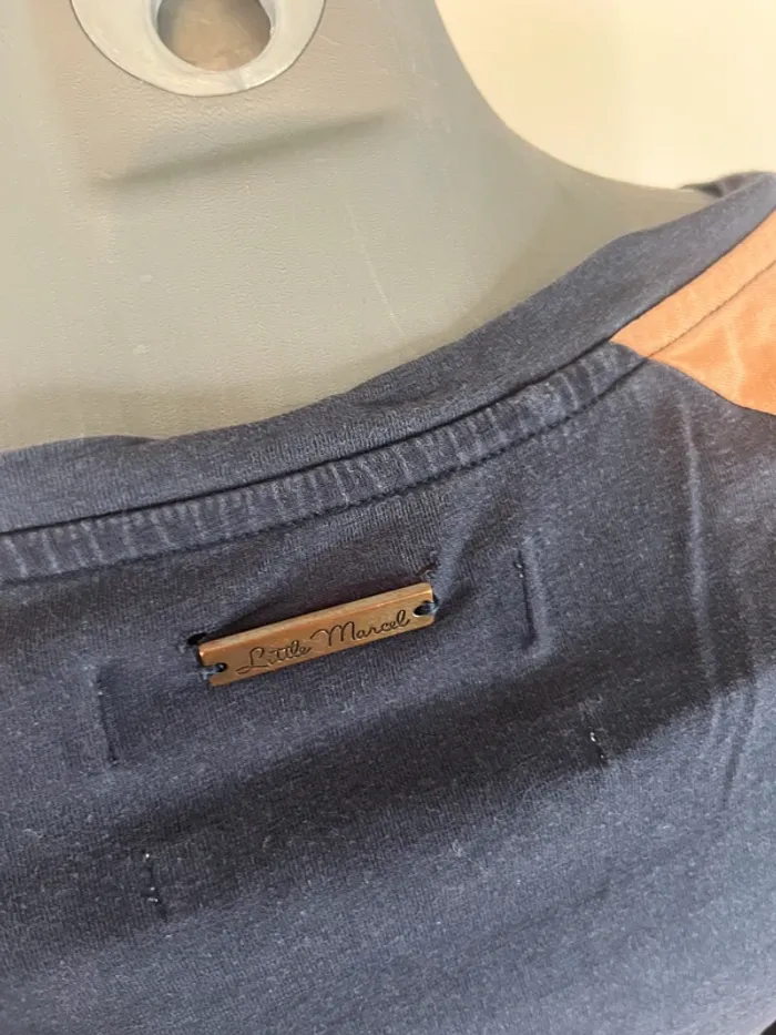 T-shirt manches longues Little Marcel femme M bleu marine chic bicolore intemporel - photo numéro 5