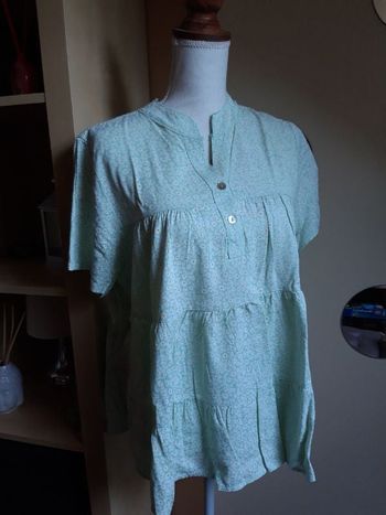 Blouse vert d'eau marguerites neuve
