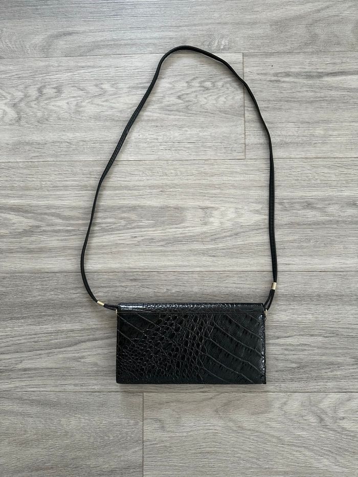 Pochette en cuir de vachette embossée noire Vintage - photo numéro 7