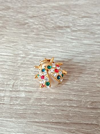 Vintage🐞 Épingle coccinelle Rétro doré avec strass